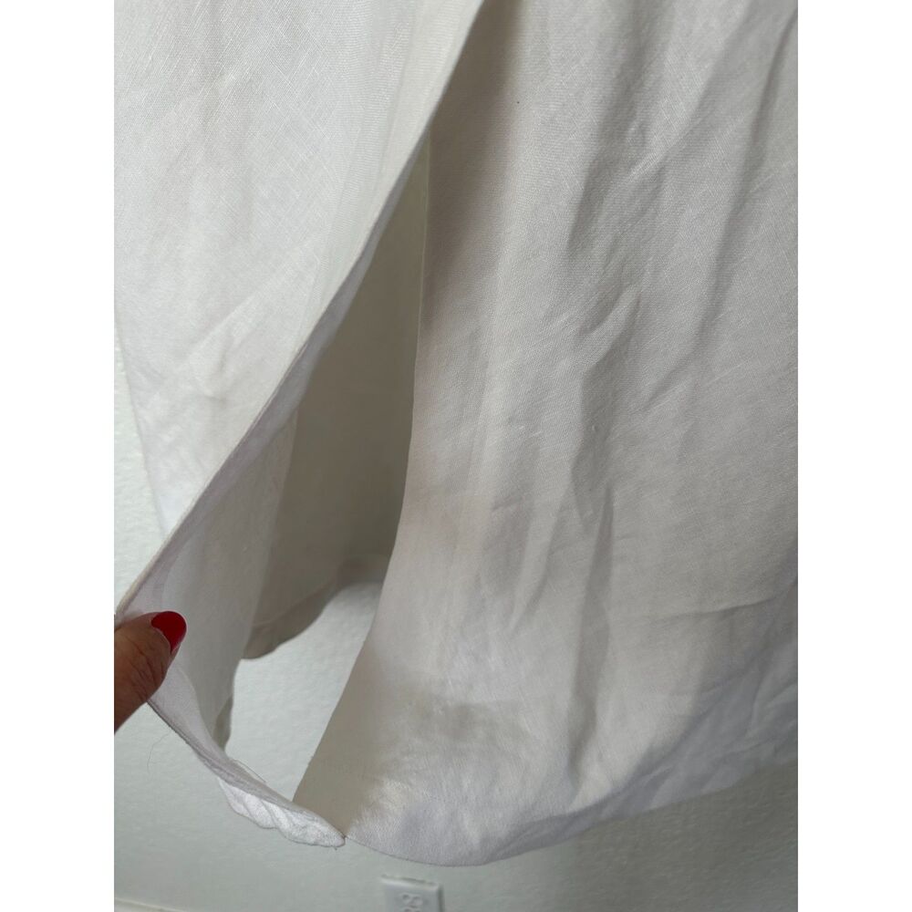 Vintage J Jill 100% Linen Midi White Skirt Beachy Coastal Classic Size 14 - Picture 8 of 9